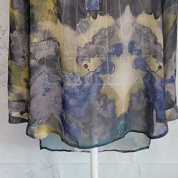 Mossimo sheer blouse watercolor print Women's Size XS - Picture 3 of 11